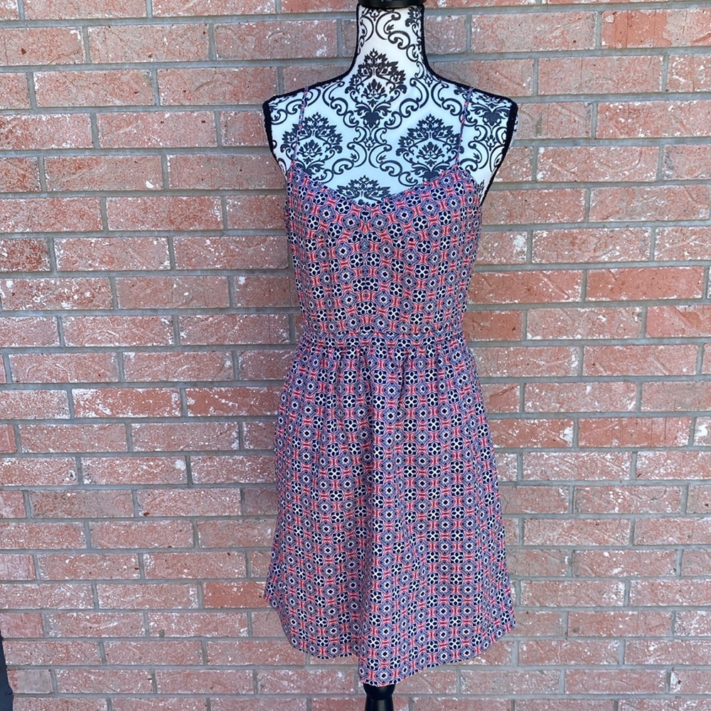 Pink geometric pattern dress from J.Crew